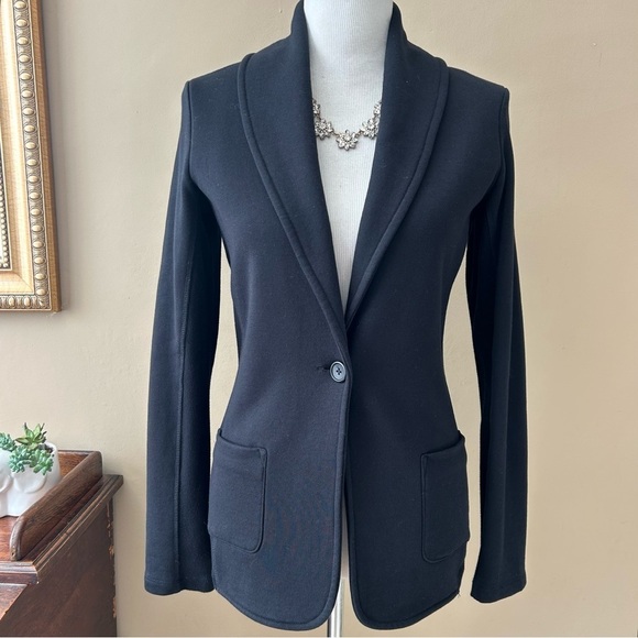 James Perse Black Knit Shawl Collar Cardigan Sweater Blazer French Terry Jacket - Picture 1 of 16